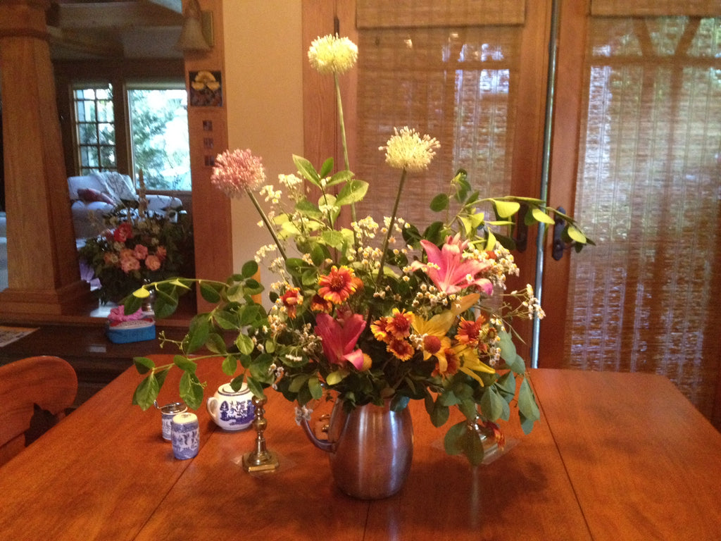 local grown in Boise and foraged arrangement for a memorial by Gorgeous and Green