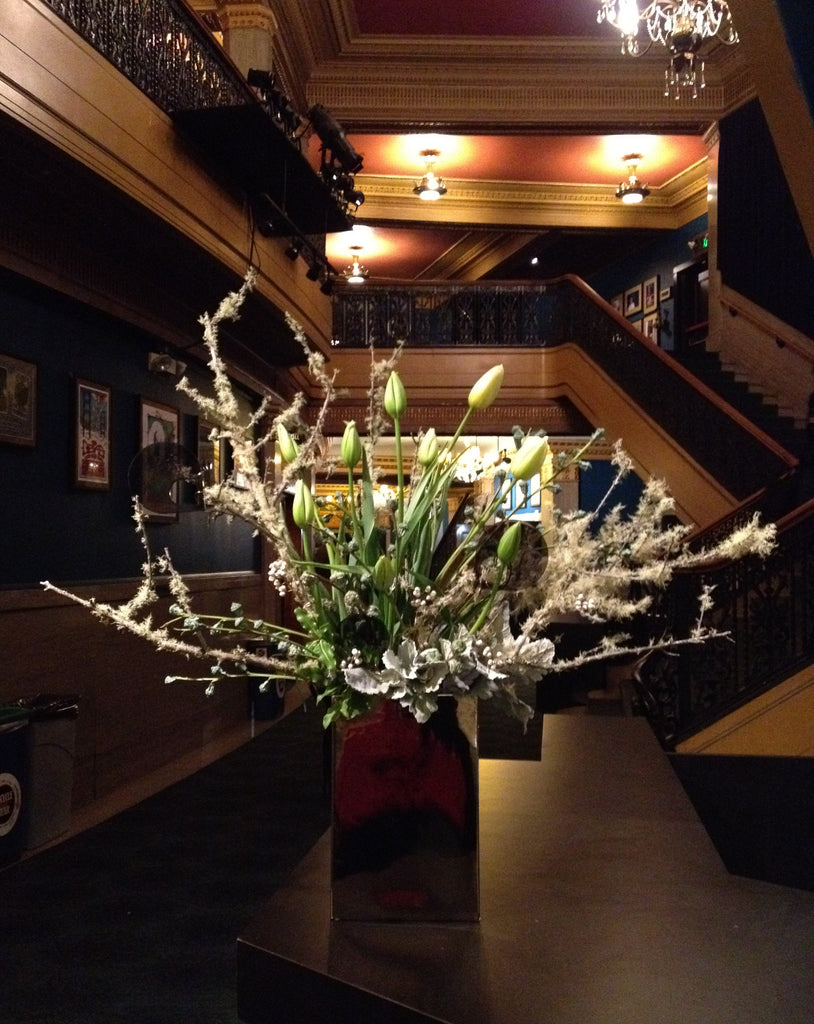 Large entrance arrangement for Gaffta banquet at the Warfield by Gorgeous and Green