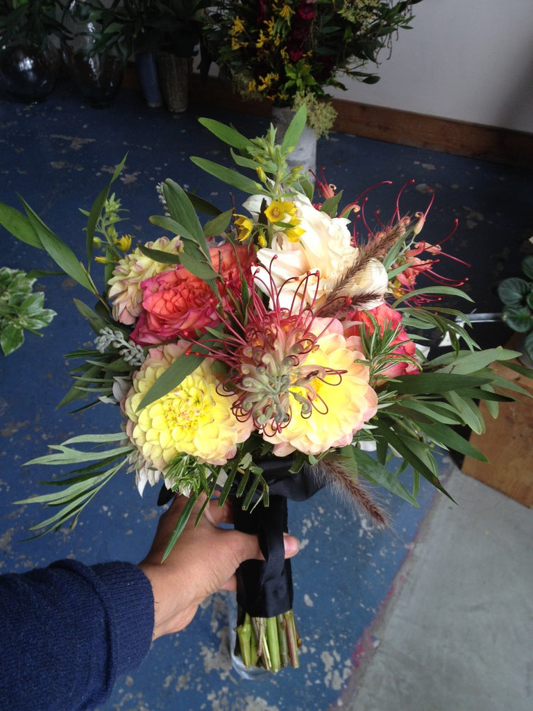small bridal bouquet with grevillia by Gorgeous and Green