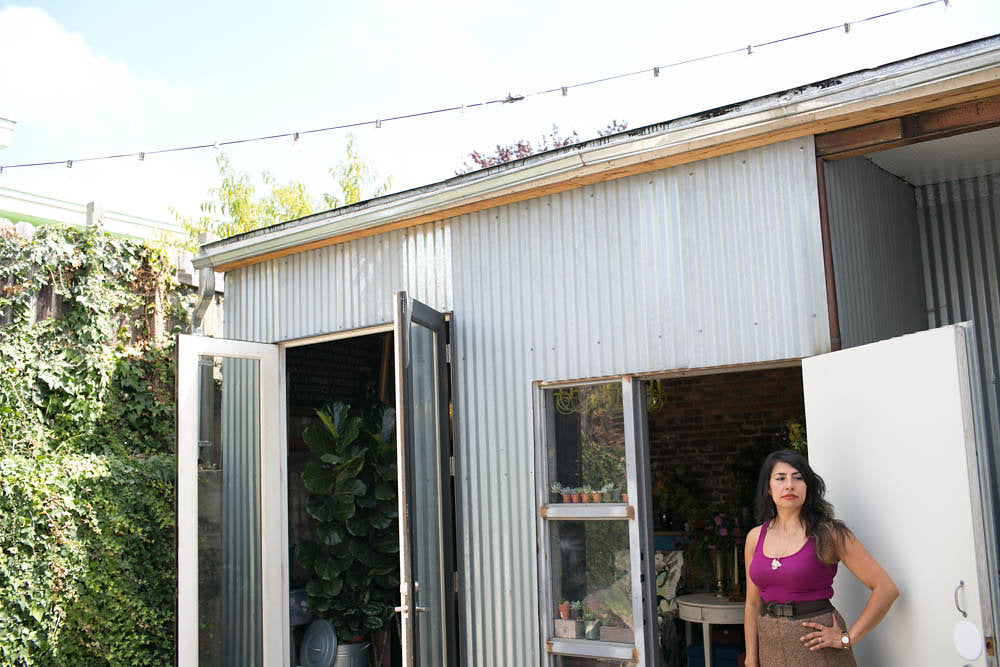 Pilar Zuniga, the owner of Gorgeous and Green at her Oakland Floral Studio.